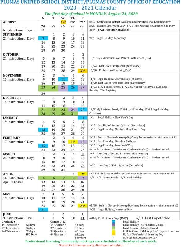 moore schools calendar 2021 2022 School District Adopts 2020 21 Calendar Working On 2021 22 Plumas News moore schools calendar 2021 2022