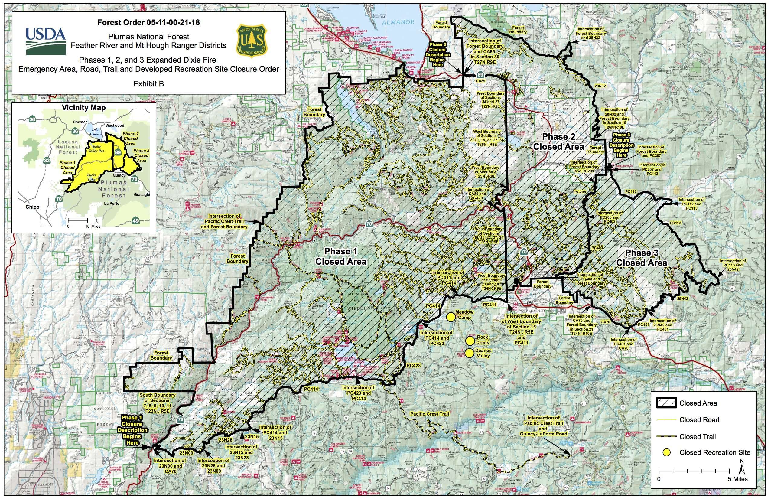 Plumas National Forest extends closure areas due to fires - Plumas News